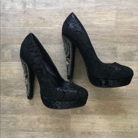 naughty monkey Shoes - Naughty Monkey Black Platform Heels